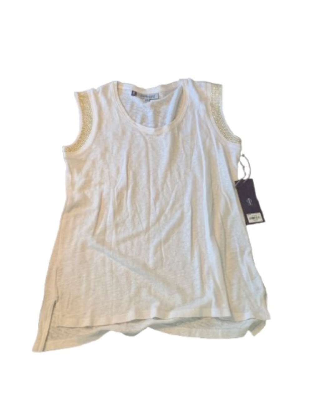 Jennifer Lopez White Sleeveless Embellished Tank Top Size Small NWT